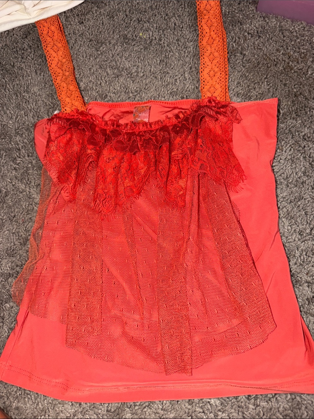 Unbranded Red Lace-Trim Tank Dress